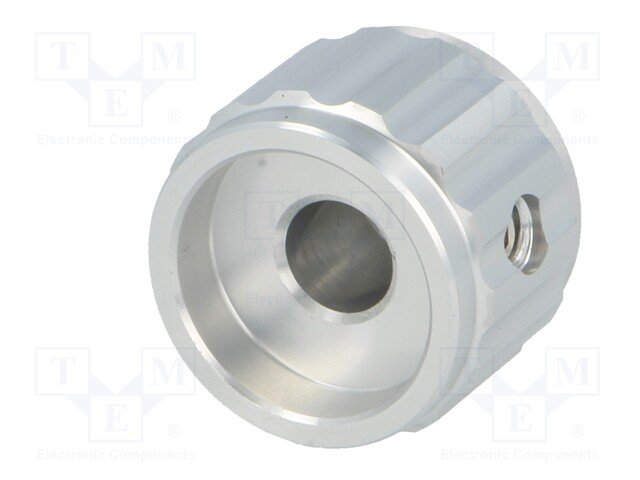 Potenciometru rokturitis Ø20x15mm, alumīnija, sudraba krasa, Ø6.4mm, ar skruvi