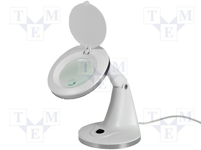Galda lampa ar apgaismošanu LED, ar lupu x1.75/x4reizi(3 dpt/12 dpt), 95mm/20mm, 220VAC, 5W