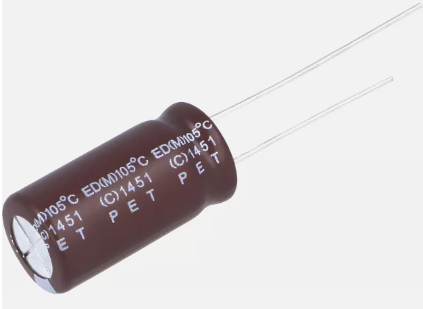 10/100V, 105C, Ø8x11.5mm, ±20%, Kondensatori zemas induktivitātes, 2000h, Elite, ar lokaniem izvadiem