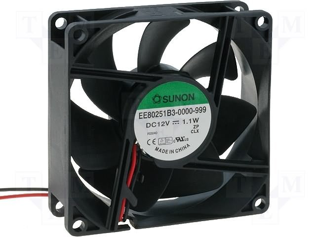 80x80x25mm, DC12V, ritgultnis, 56.1m3/h, 28dBA, 2600RPM, 1.1W Ventilators