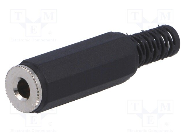 3.5mm ligzda, stereo, plastmasas, uz vadu, ar amortizatoru