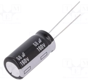 68/160V, 105C, Ø12.5x25mm, ±20%, Kondensators elektrolītisks, 5000h, PANASONIC, ar lokaniem izvadiem