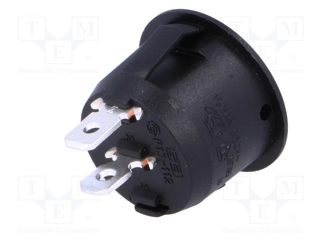 Taustiņslēdzis SPST, OFF-(ON), 6A/250VAC, 20A/12VDC, Ø20.2mm, mēlns, bez fiksācijas