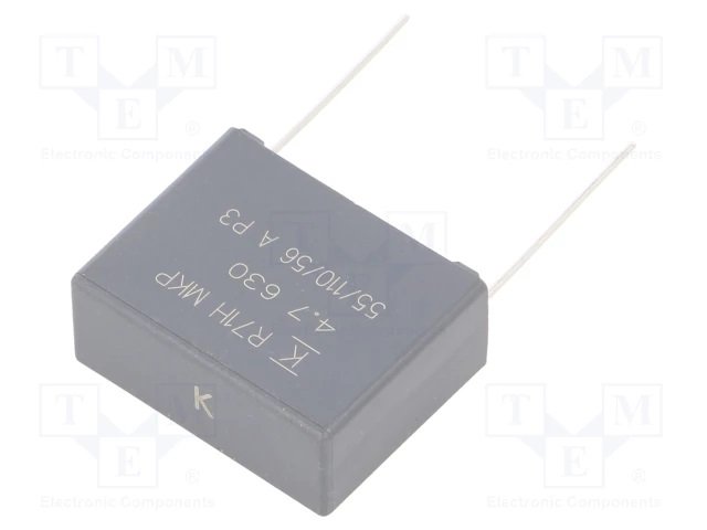 4.7mkF/630VDC, 220VAC, ±10%, polipropilēns kondensātors 27.5mm, 32x25x13mm, KEMET