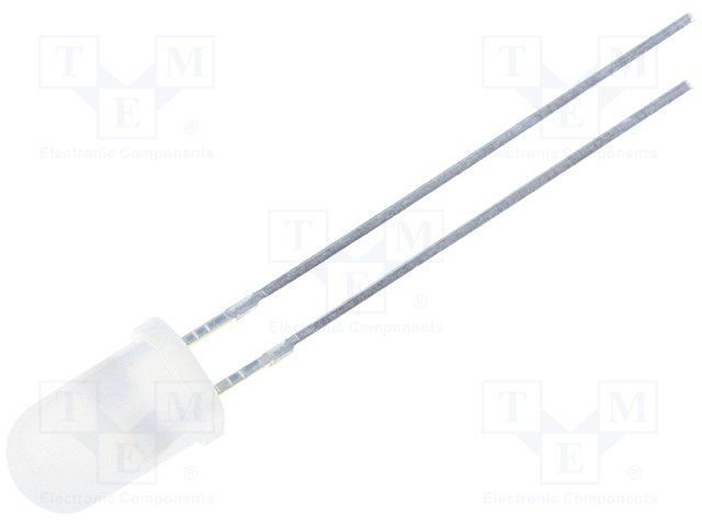5mm, sarkana/balta, mirgojoša, 3...4.5V, 20mA, 1120...1560mcd, 30°, matēts, gaismas diode