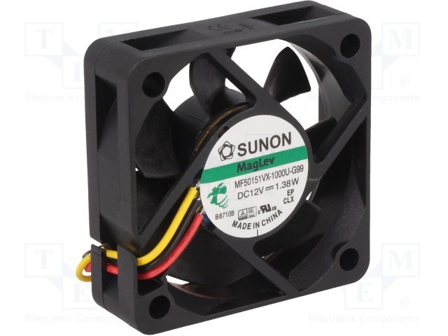 50x50x15mm, DC12V, MagLev, 31.43m3/h, 38.1dB, 7200RPM, 1.32W, Ventilators ar devejiem