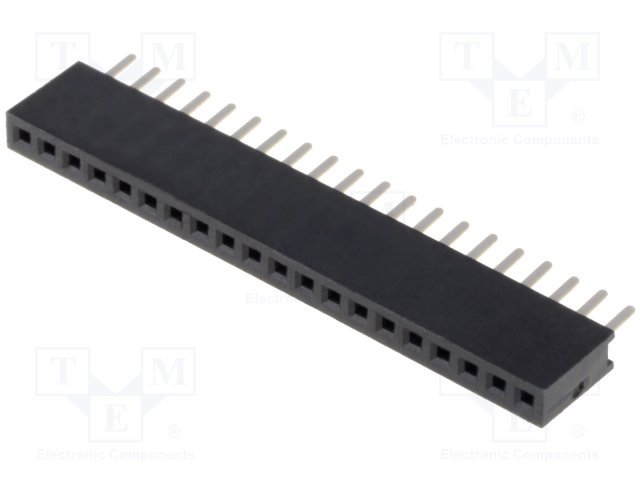 1.27mm 1x20pin ligzda, THT, H=4.4mm