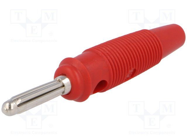 Testera štekers, 4mm, 10A/60VDC, L=60mm, sarkanā krasa, Hirschmann