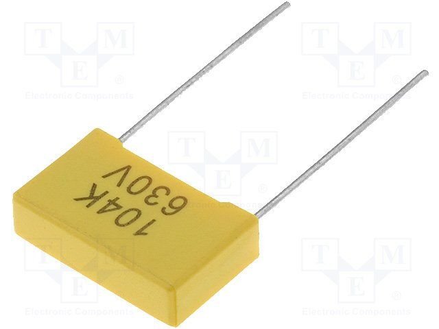 100nF, 630VDC, ±10%, plēves, poliesters kondensators, 15mm, 18x5x11mm