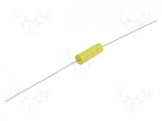 100nF, 250VDC, ±5%, plēves, polipropilēna kondensators, Ø6x15mm, aksialie izvadi
