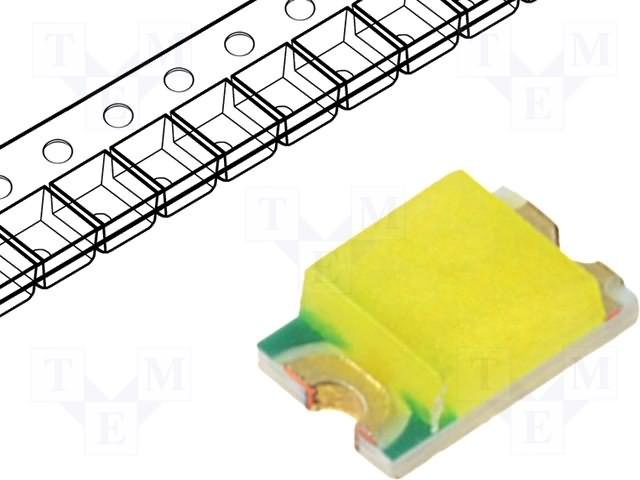 Gaismas diode SMD, auksts balts(6500K), 0805(2x1.25x0.68mm), 400...900mcd, 2.8...3.4V/20mA, 120grad., 0805