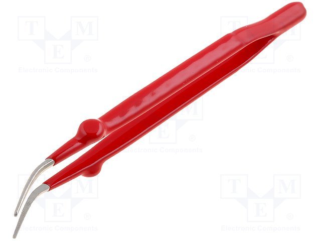 Pincete L=160mm, nerūsējošais tērauds, izolētie rokturi, atliektās beigas