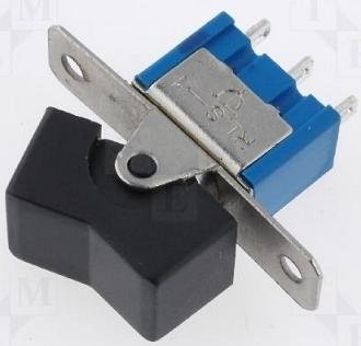 Taustiņslēdzis SPDT, ON-ON, 3A/250VAC, 9.5x29.5mm, melna krasa, ar fiksāciju