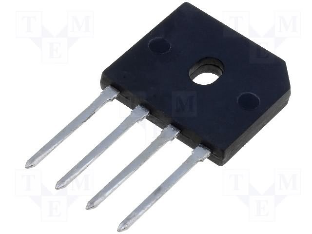 GBU12M Tiltiņš 1000V, 12A, 21.5x18.2x3.4mm, plakans, vertikāls