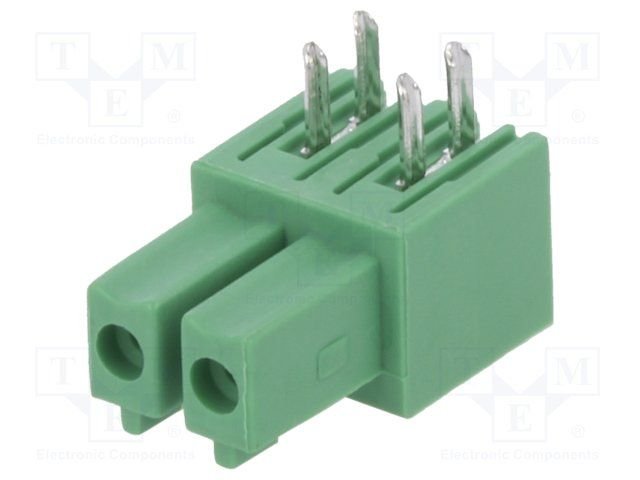 Terminal blocks PCB, ligzda/štekers, 2pin, 3.81mm, leņķisks, 7A