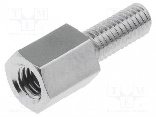 Distancers L=6mm, M3 iekšeja vitne- M3 areja vitne, misiņš