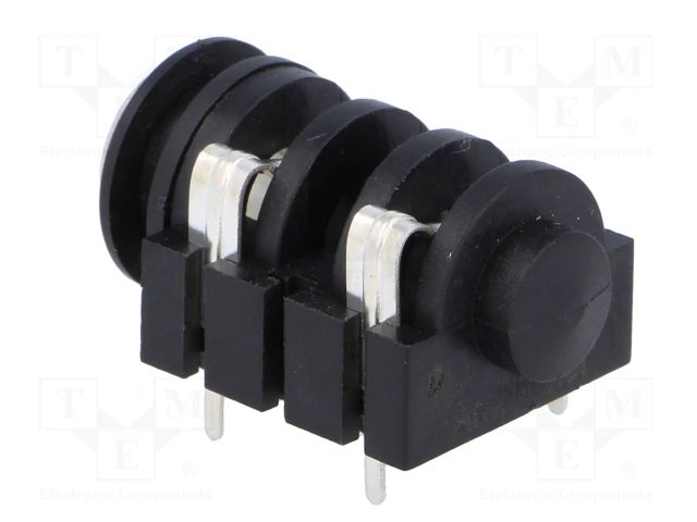 6.35mm ligzda, mono, plastmasas, THT, skrūvejamas šasijai M9, plastmasu uzgrieznis sudrabota, on/off, AMPHENOL