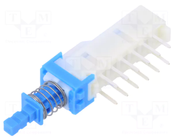 Poga 4PDT, OFF-ON, 0.1A/30VDC, THT, 10x36x13mm, solis 7x4mm, ar fiksaciju