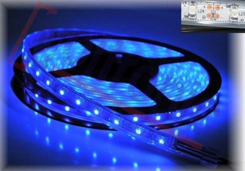 LED lenta, 12V/SMD5050-300LED/IP63/5m/8mm, zila krasa