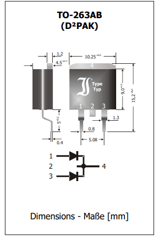 SK30100CD2, SMD, 2xDiodes Schottky, 100V, 2x15A, (Anod-Katod-Anod) (---|>|---/---|<|---), TO-263