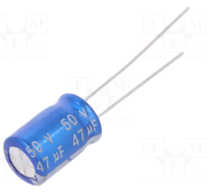 47/50V 105C, Ø8x11.5mm, ±20%, Kondensators elektrolītisks, 7000h, Jb Capacitors, ar lokanien izvadiem