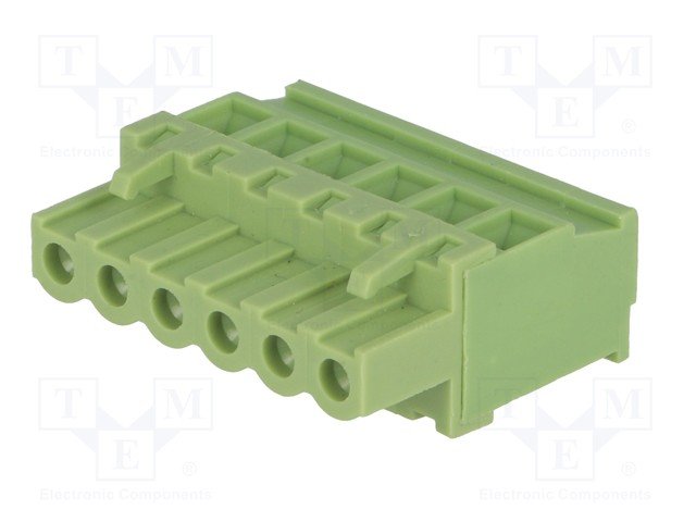 Terminal Blocks uz vadu, ligzda, 6pin, 5.08mm, 2.5mm2, 12A, leņķisks 90°