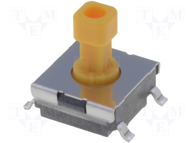 Mikroslēdzejs horizontāls, SPST-NO, OFF-(ON), 0.05A/24VDC, SMD, 6.2x6.2x3mm, 1.47N, L=7.3mm, kvadrātveida stienis, OMRON