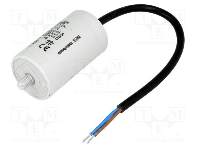 15.0/475VAC+cable elektromotoru kondensators, ±5%, Ø40x70mm, 10000h, DUCATI ENERGIA