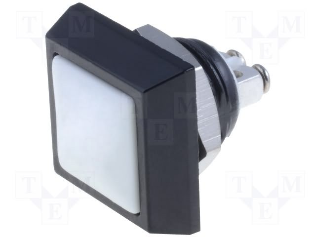 Antivandala poga, SPST-NO, OFF-(ON), 2A/36VDC, IP65, 17.5x17.5mm, M12mm, balta