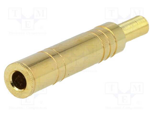 6.35mm ligzda, stereo, metālisks, uz vadu, GOLD