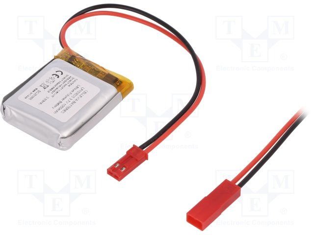 Akumulators Li-pol, 3.7V/1050mAh, vadi, 10.0x30x35mm
