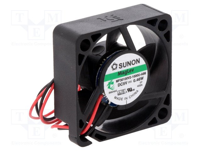 30x30x10mm, DC5V, MagLev, 7.94m3/h, 21dB, 9500prm, 0.4W, Ventilators