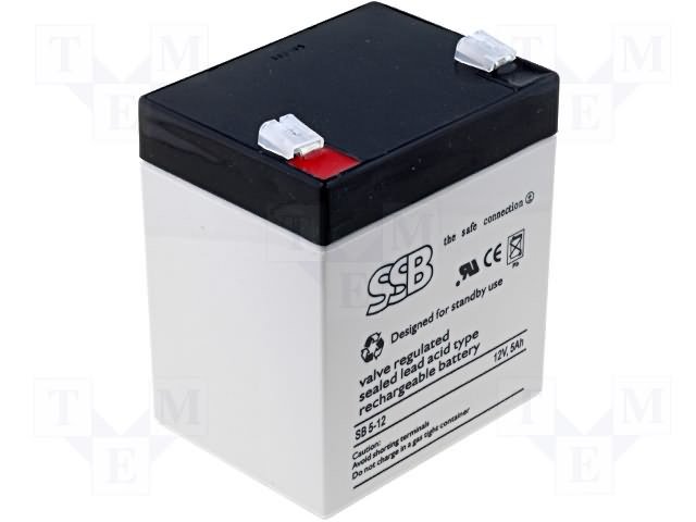 Rūpņiecības svina-skabes akumulators 12V, 5Ah, 90x70x101mm 1.83kg (SSB)