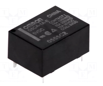 Relejs DC5V, SPST-NO, 10A/250VAC, 10A/30VDC, 125Ω(140mA), viens kontakts uz saslēgšanu, 22x16x11mm, OMRON